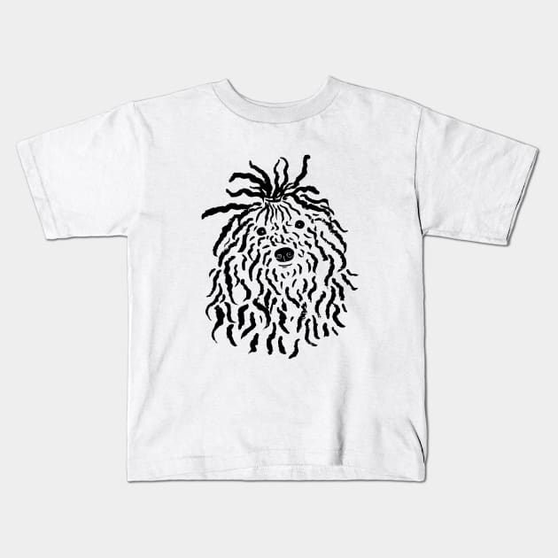 Puli (Black and White) Kids T-Shirt by illucalliart